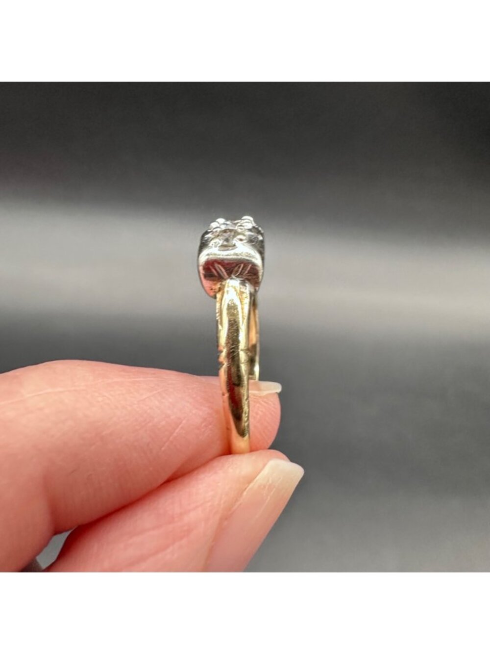 Vintage Three Stone Diamond Ring 14K Gold Elegant Jewelry Engagement Size 6.75 - Picture 7 of 14